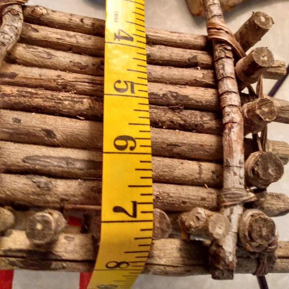 Rustic Read Wood Twig Primitive Accent Basket Planter - Picture 10 of 10
